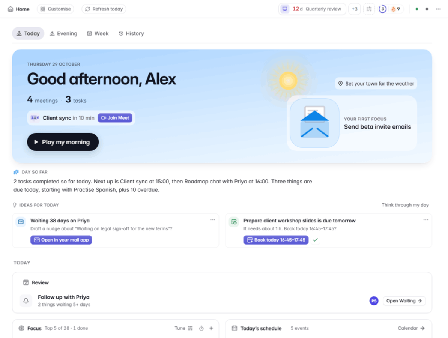 Customising Home: dragging the edge of a card to resize it while the others reflow